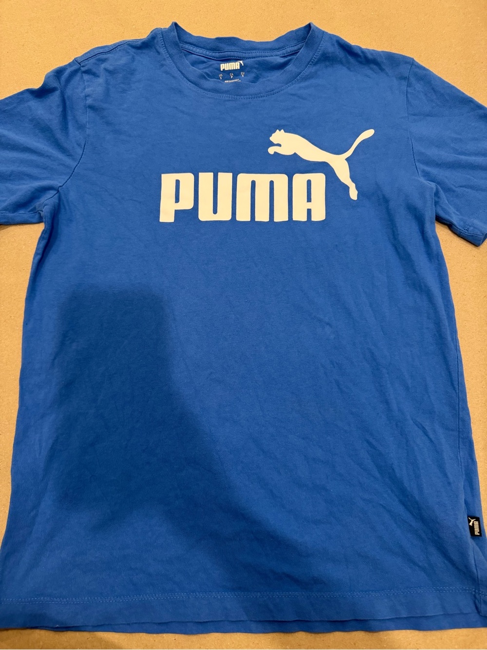Puma Classic Blue Logo Graphic Short Sleeve Tee Size Small